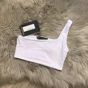 Slinky one shoulder crop top